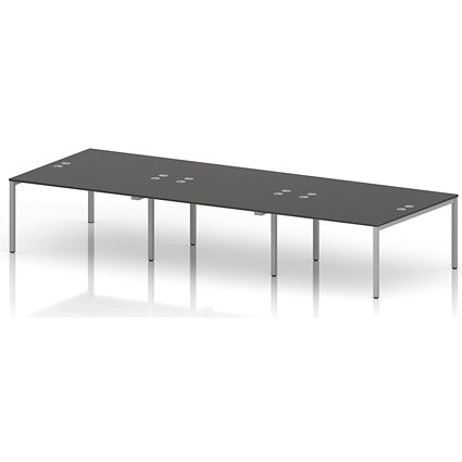 Impulse Bench B2B 6 Person 1400 Silver Frame Office Bench Desk Carbon Grey