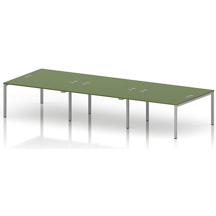 Impulse Bench B2B 6 Person 1400 Silver Frame Office Bench Desk Moss Green