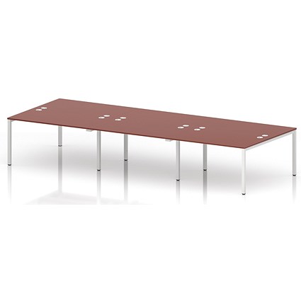 Impulse Bench B2B 6 Person 1400 White Frame Office Bench Desk Brick Red