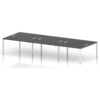 Impulse Bench B2B 6 Person 1400 White Frame Office Bench Desk Carbon Grey
