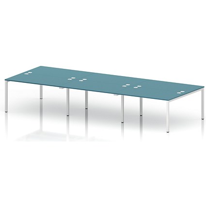 Impulse Bench B2B 6 Person 1400 White Frame Office Bench Desk Dark Teal