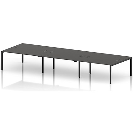 Impulse Bench B2B 6 Person 1600 Black Frame Office Bench Desk Carbon Grey