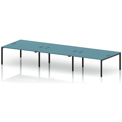 Impulse Bench B2B 6 Person 1600 Black Frame Office Bench Desk Dark Teal