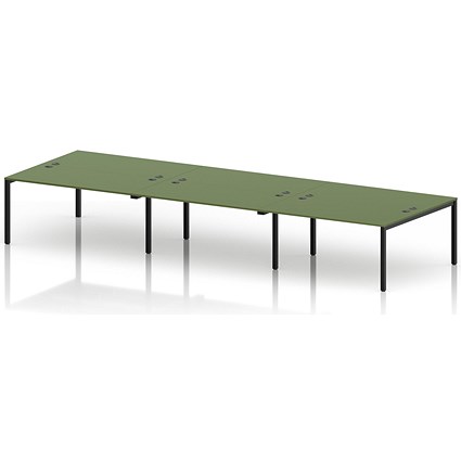 Impulse Bench B2B 6 Person 1600 Black Frame Office Bench Desk Moss Green