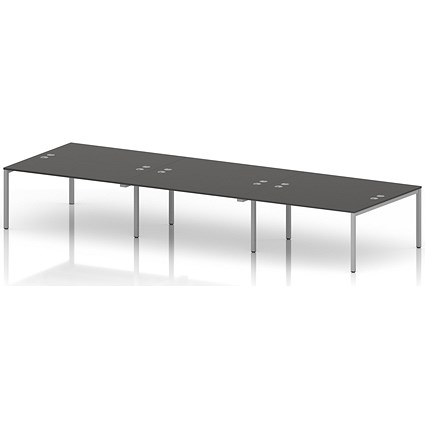 Impulse Bench B2B 6 Person 1600 Silver Frame Office Bench Desk Carbon Grey