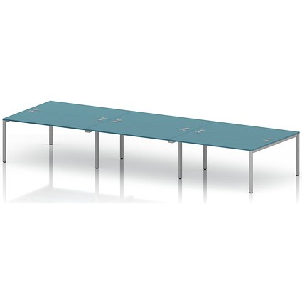 Impulse Bench B2B 6 Person 1600 Silver Frame Office Bench Desk Dark Teal