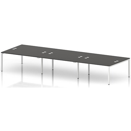 Impulse Bench B2B 6 Person 1600 White Frame Office Bench Desk Carbon Grey