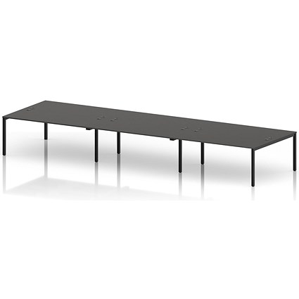 Impulse Bench B2B 6 Person 1800 Black Frame Office Bench Desk Carbon Grey