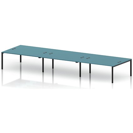 Impulse Bench B2B 6 Person 1800 Black Frame Office Bench Desk Dark Teal