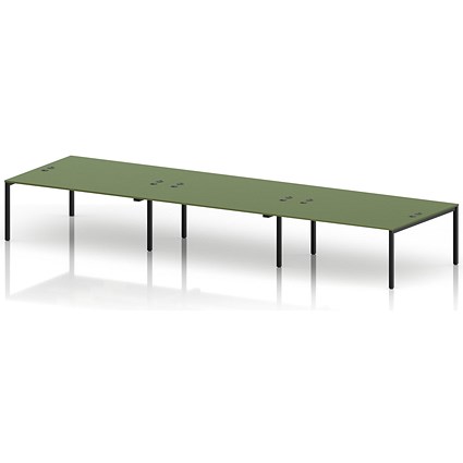 Impulse Bench B2B 6 Person 1800 Black Frame Office Bench Desk Moss Green