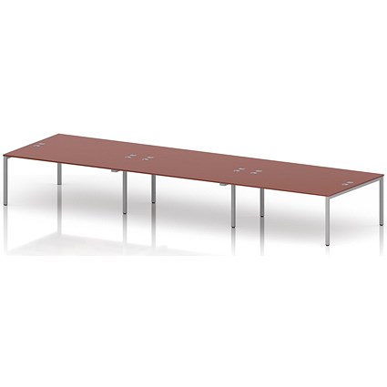Impulse Bench B2B 6 Person 1800 Silver Frame Office Bench Desk Brick Red