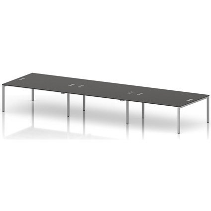 Impulse Bench B2B 6 Person 1800 Silver Frame Office Bench Desk Carbon Grey