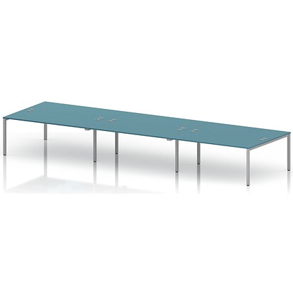 Impulse Bench B2B 6 Person 1800 Silver Frame Office Bench Desk Dark Teal