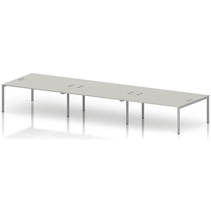 Impulse Bench B2B 6 Person 1800 Silver Frame Office Bench Desk Dove Grey