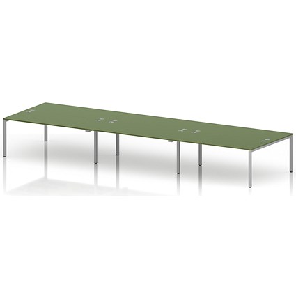 Impulse Bench B2B 6 Person 1800 Silver Frame Office Bench Desk Moss Green