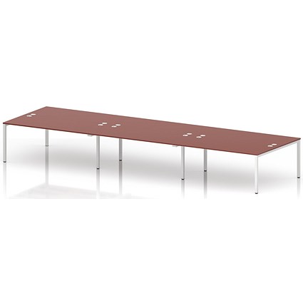 Impulse Bench B2B 6 Person 1800 White Frame Office Bench Desk Brick Red