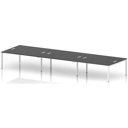 Impulse Bench B2B 6 Person 1800 White Frame Office Bench Desk Carbon Grey