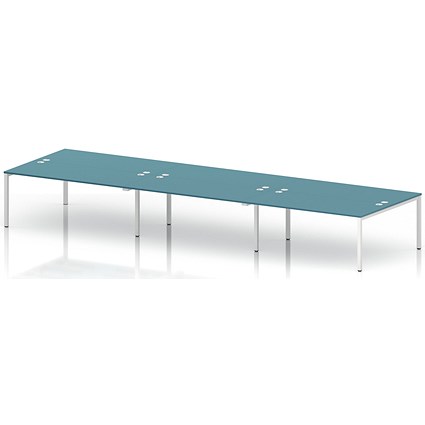 Impulse Bench B2B 6 Person 1800 White Frame Office Bench Desk Dark Teal