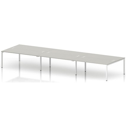 Impulse Bench B2B 6 Person 1800 White Frame Office Bench Desk Dove Grey