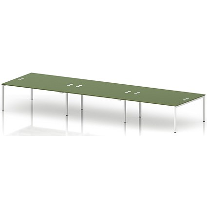 Impulse Bench B2B 6 Person 1800 White Frame Office Bench Desk Moss Green