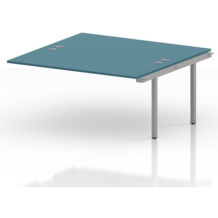 Impulse Bench B2B Ext Kit 1600 Silver Frame Office Bench Desk Dark Teal
