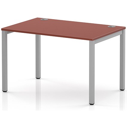 Impulse Bench Single Row 1200 Silver Frame Office Bench Desk Brick Red
