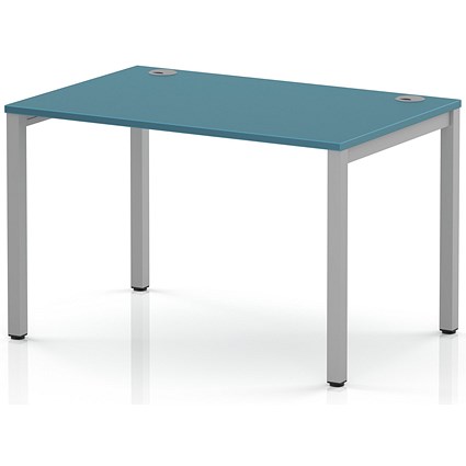 Impulse Bench Single Row 1200 Silver Frame Office Bench Desk Dark Teal