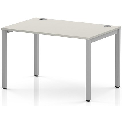 Impulse Bench Single Row 1200 Silver Frame Office Bench Desk Dove Grey