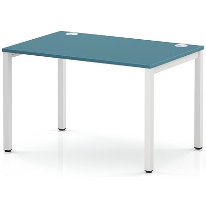 Impulse Bench Single Row 1200 White Frame Office Bench Desk Dark Teal