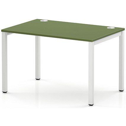 Impulse Bench Single Row 1200 White Frame Office Bench Desk Moss Green