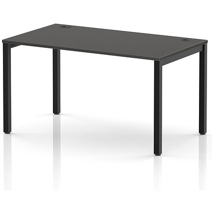 Impulse Bench Single Row 1400 Black Frame Office Bench Desk Carbon Grey