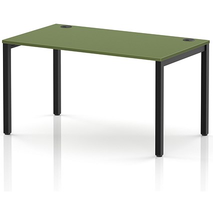 Impulse Bench Single Row 1400 Black Frame Office Bench Desk Moss Green