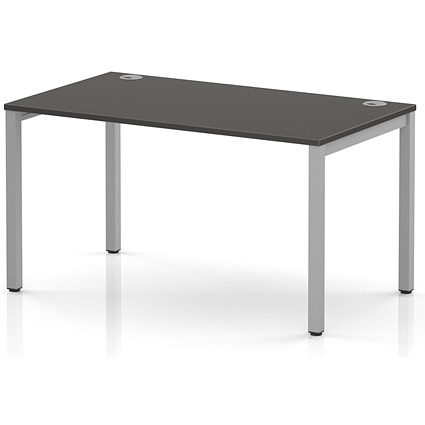 Impulse Bench Single Row 1400 Silver Frame Office Bench Desk Carbon Grey