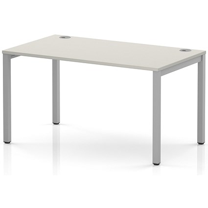 Impulse Bench Single Row 1400 Silver Frame Office Bench Desk Dove Grey