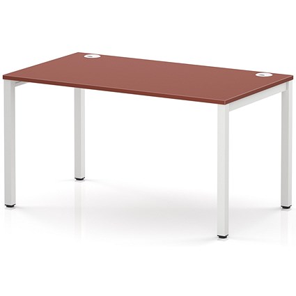 Impulse Bench Single Row 1400 White Frame Office Bench Desk Brick Red