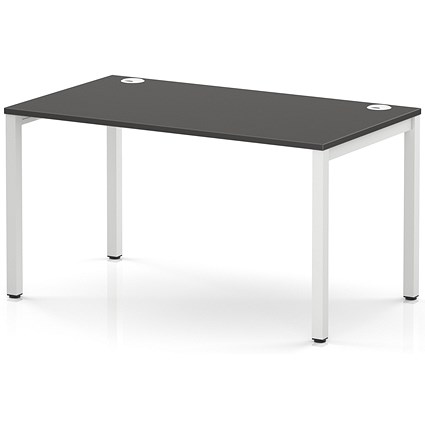Impulse Bench Single Row 1400 White Frame Office Bench Desk Carbon Grey