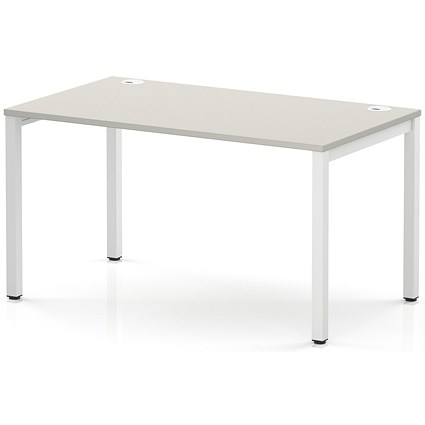 Impulse Bench Single Row 1400 White Frame Office Bench Desk Dove Grey