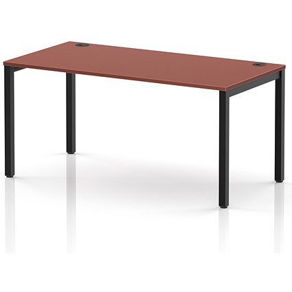 Impulse Bench Single Row 1600 Black Frame Office Bench Desk Brick Red