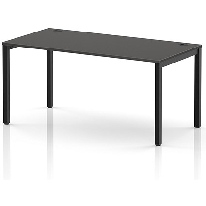 Impulse Bench Single Row 1600 Black Frame Office Bench Desk Carbon Grey