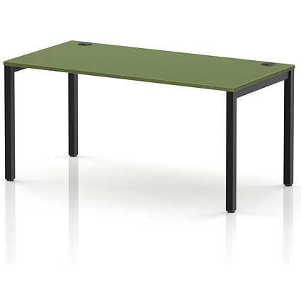 Impulse Bench Single Row 1600 Black Frame Office Bench Desk Moss Green