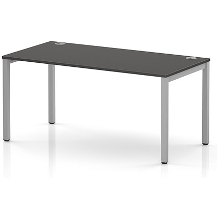 Impulse Bench Single Row 1600 Silver Frame Office Bench Desk Carbon Grey