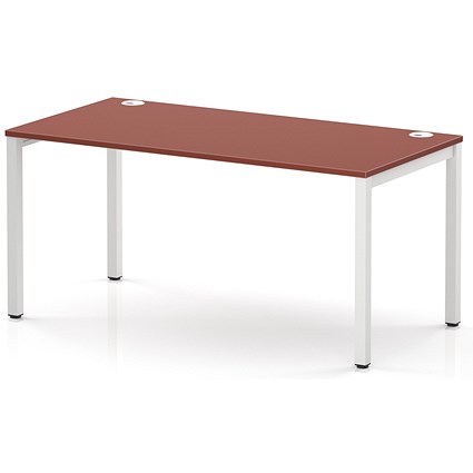 Impulse Bench Single Row 1600 White Frame Office Bench Desk Brick Red
