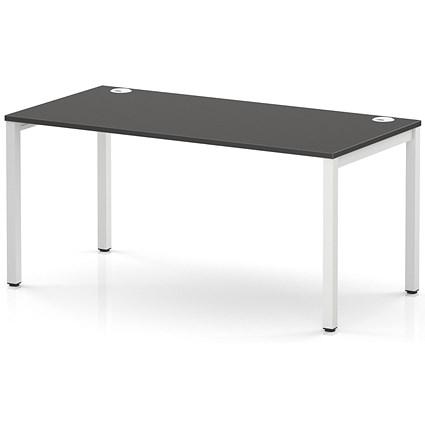 Impulse Bench Single Row 1600 White Frame Office Bench Desk Carbon Grey