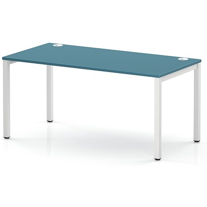 Impulse Bench Single Row 1600 White Frame Office Bench Desk Dark Teal