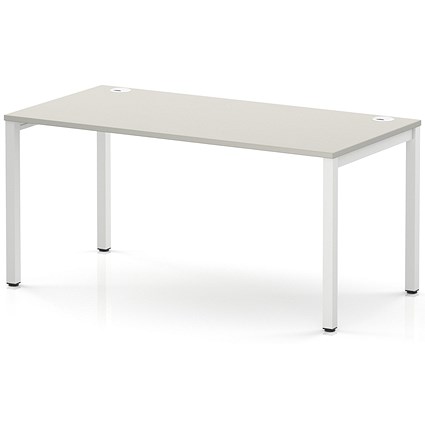 Impulse Bench Single Row 1600 White Frame Office Bench Desk Dove Grey