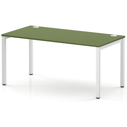 Impulse Bench Single Row 1600 White Frame Office Bench Desk Moss Green