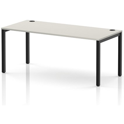 Impulse Bench Single Row 1800 Black Frame Office Bench Desk Dove Grey