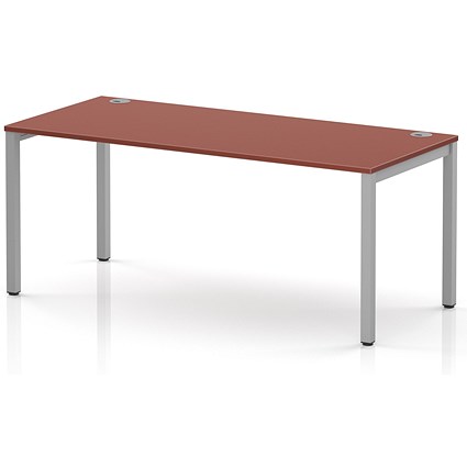 Impulse Bench Single Row 1800 Silver Frame Office Bench Desk Brick Red