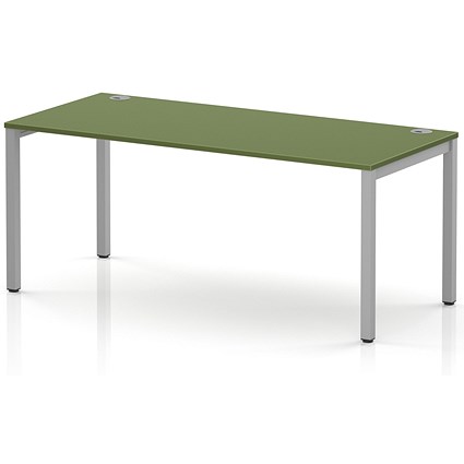 Impulse Bench Single Row 1800 Silver Frame Office Bench Desk Moss Green