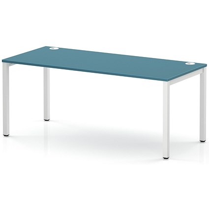 Impulse Bench Single Row 1800 White Frame Office Bench Desk Dark Teal